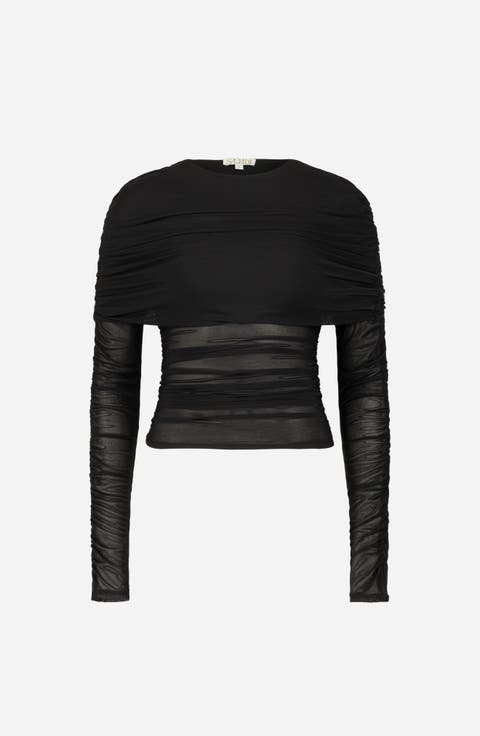 Moe Long Sleeve Mesh Cape Top