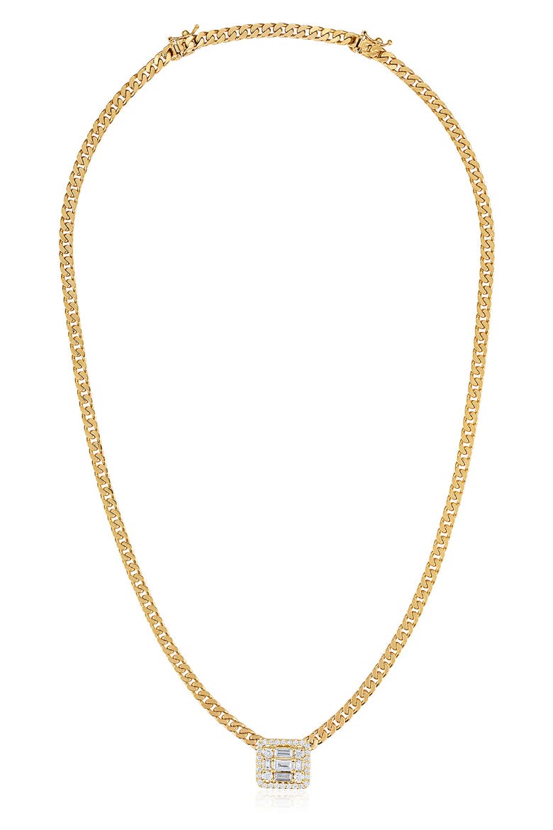 Halo Cube Diamond Curb Chain Necklace, Alternate, color, 18K YELLOW GOLD