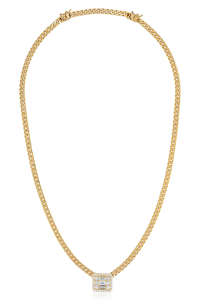 Mindi Mond Halo Cube Diamond Curb Chain Necklace, Alternate, color, 18K Yellow Gold
