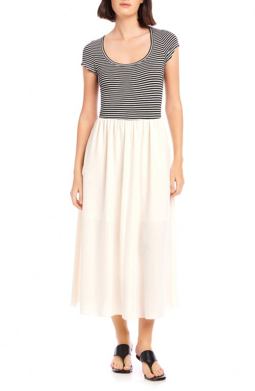 Fifteen Twenty Sylvie Contrast Skirt Dress In Stripe