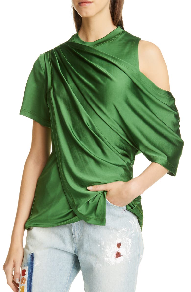MONSE Draped Cold Shoulder Jersey Top, Alternate, color,
