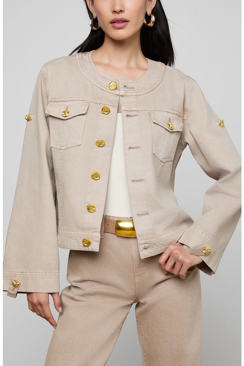 Anouk Collarless Jacket, Alternate, color, BISCUIT