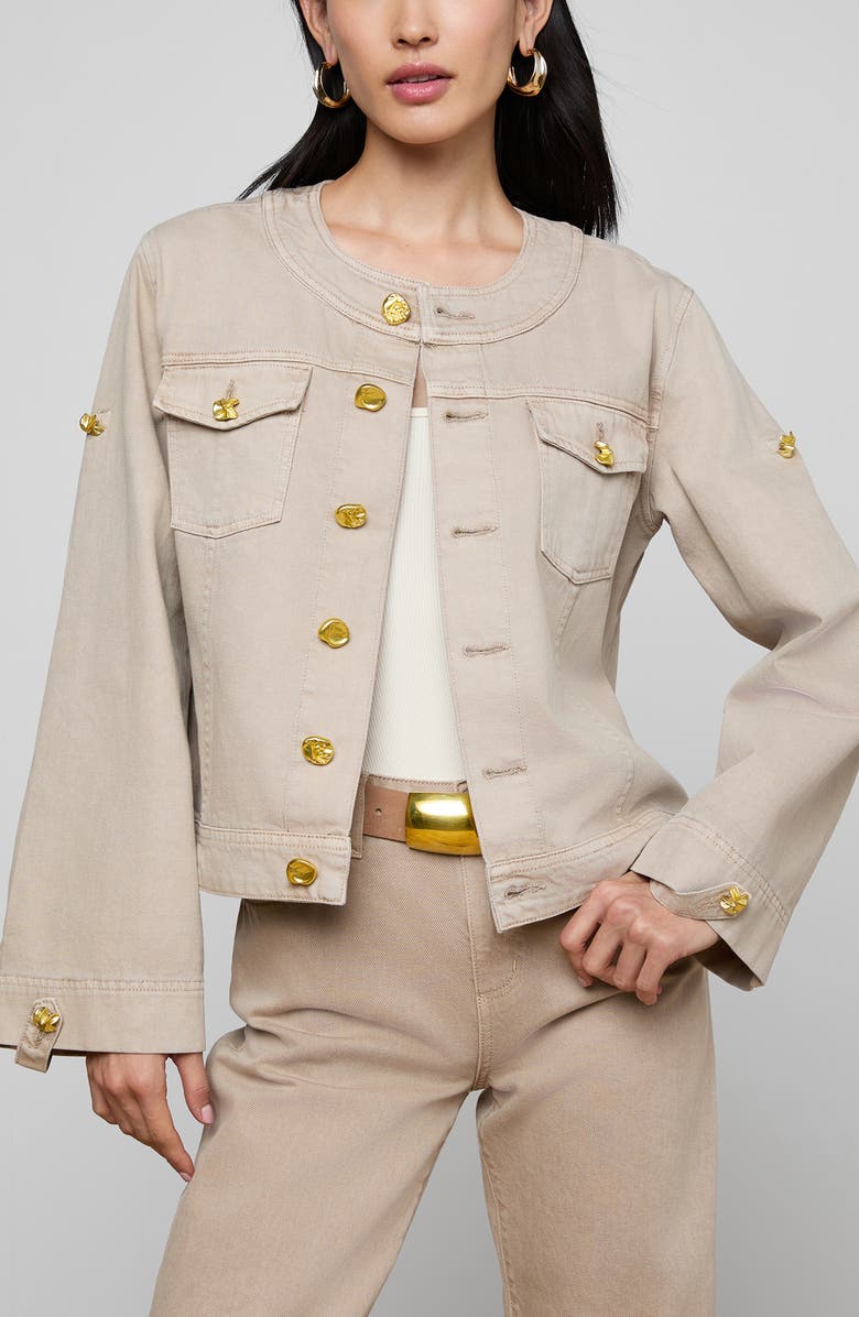 L'AGENCE Anouk Collarless Jacket, Alternate, color, Biscuit