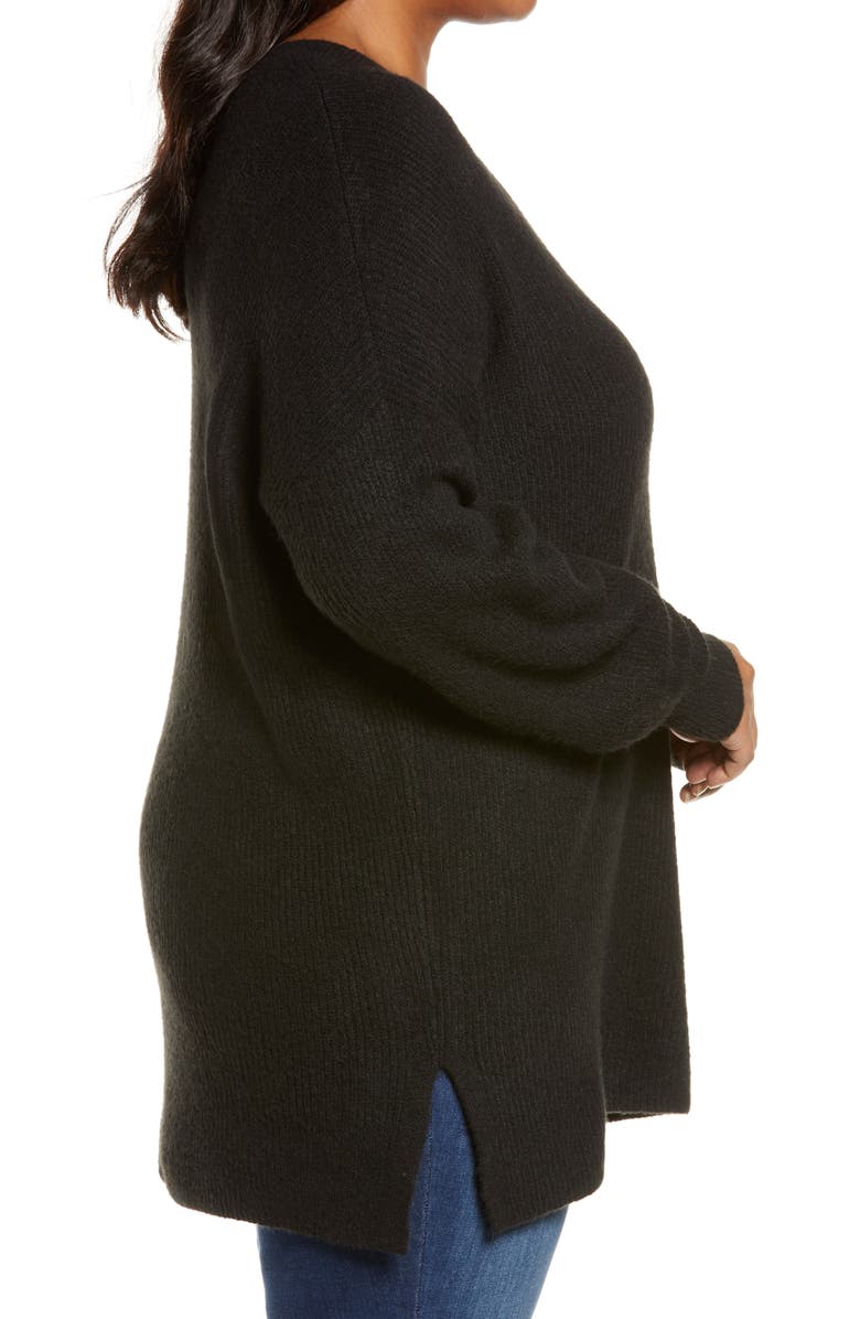 Halogen<sup>®</sup> Ribbed V-Neck Tunic Sweater, Alternate, color, 