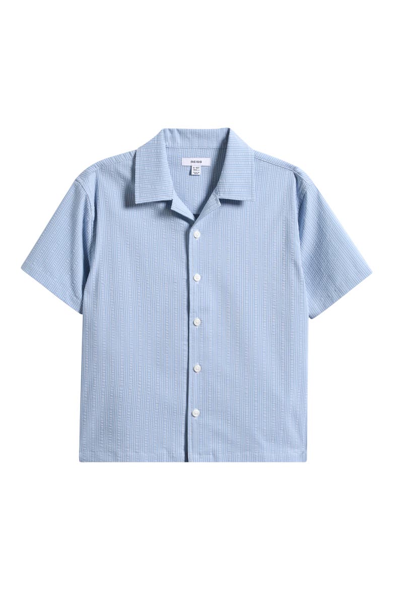 Kids' Pyrus Stripe Stretch Seersucker Camp Shirt, Main, color, BLUE