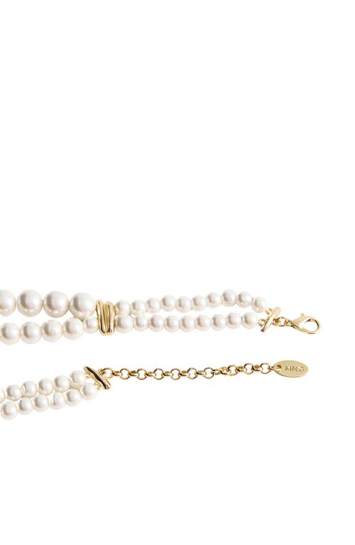 Mango Faux Pearl Choker Necklace In White