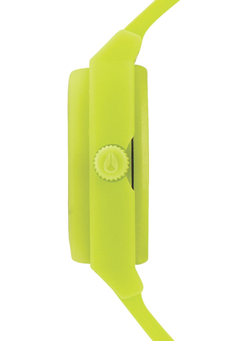 'The Small Time Teller' Round Watch, 26mm, Alternate, color, NEON YELLOW/ BEETLEPOINT