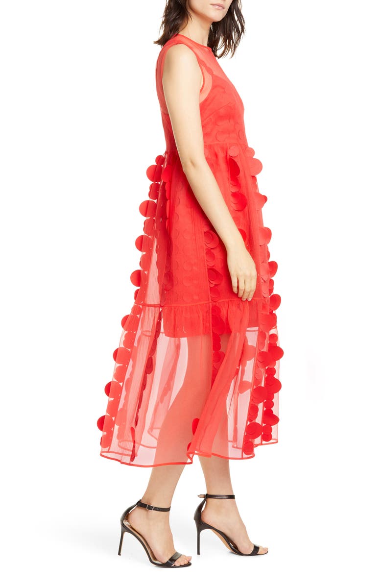 Paskal Laser Cut Circle Organza Midi Dress, Alternate, color,
