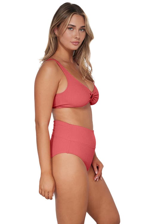 Pacifica By Sunsets Hannah High Waist Bikini Swim Bottoms In Hibiscus Tea