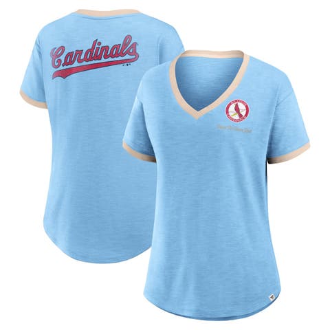 Women's Fanatics Light Blue St. Louis Cardinals Binge Worthy Stadium Slub V-Neck T-Shirt