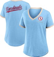 FANATICS Women's Fanatics Light Blue St. Louis Cardinals Binge Worthy Stadium Slub V-Neck T-Shirt