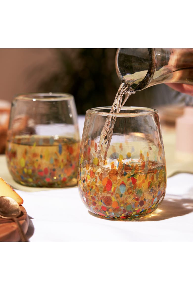 Segunda Vida Artistico Recycled Stemless Wine Glasses Set of 2, Alternate, color, Multicolor