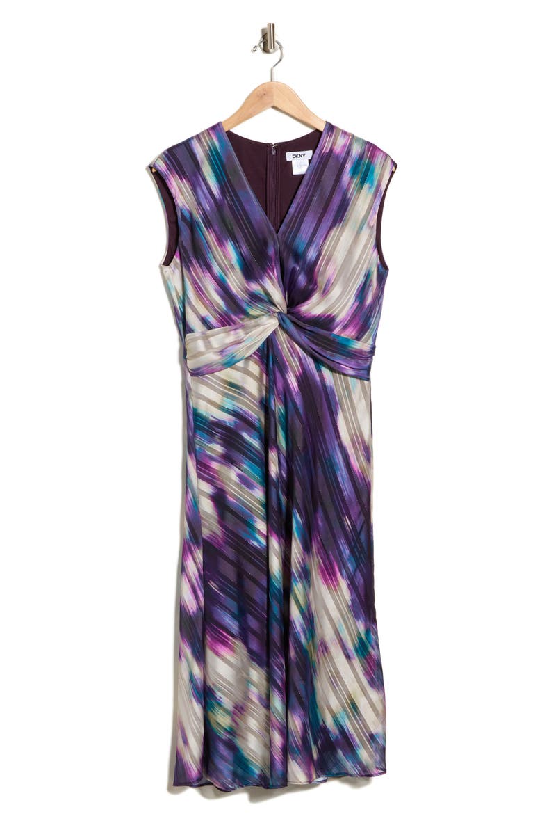 Knot Front Midi Dress, Main, color, BLACK/ CYPRS M