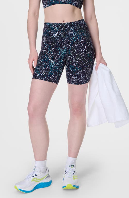 Sweaty Betty Womens Power 6in Stretch-woven Cycling Shorts Blue Aurora Print Xxs In Blue Aurora Print