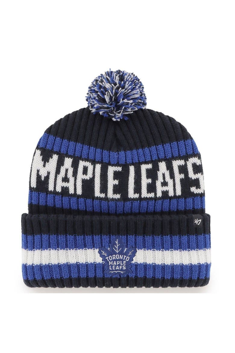 Men's '47 Navy Toronto Maple Leafs Bering Cuffed Knit Hat with Pom, Main, color, NAVY