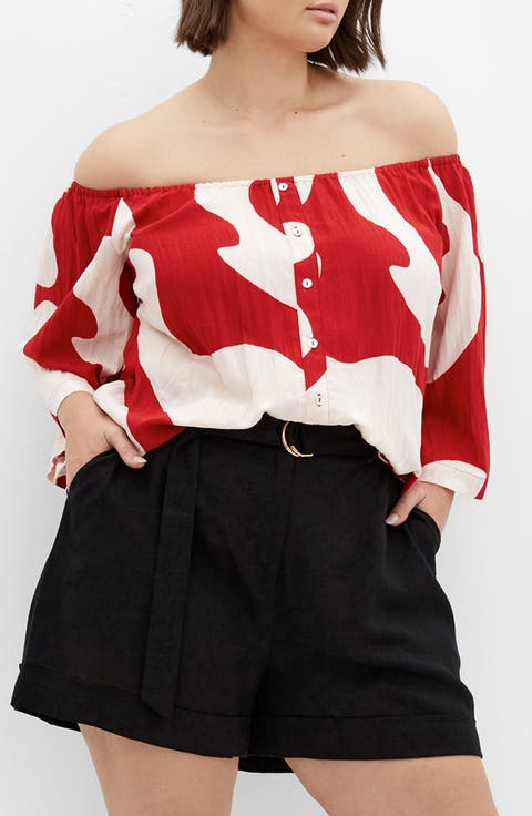 Maiya Printed Button-Up Top (Plus)