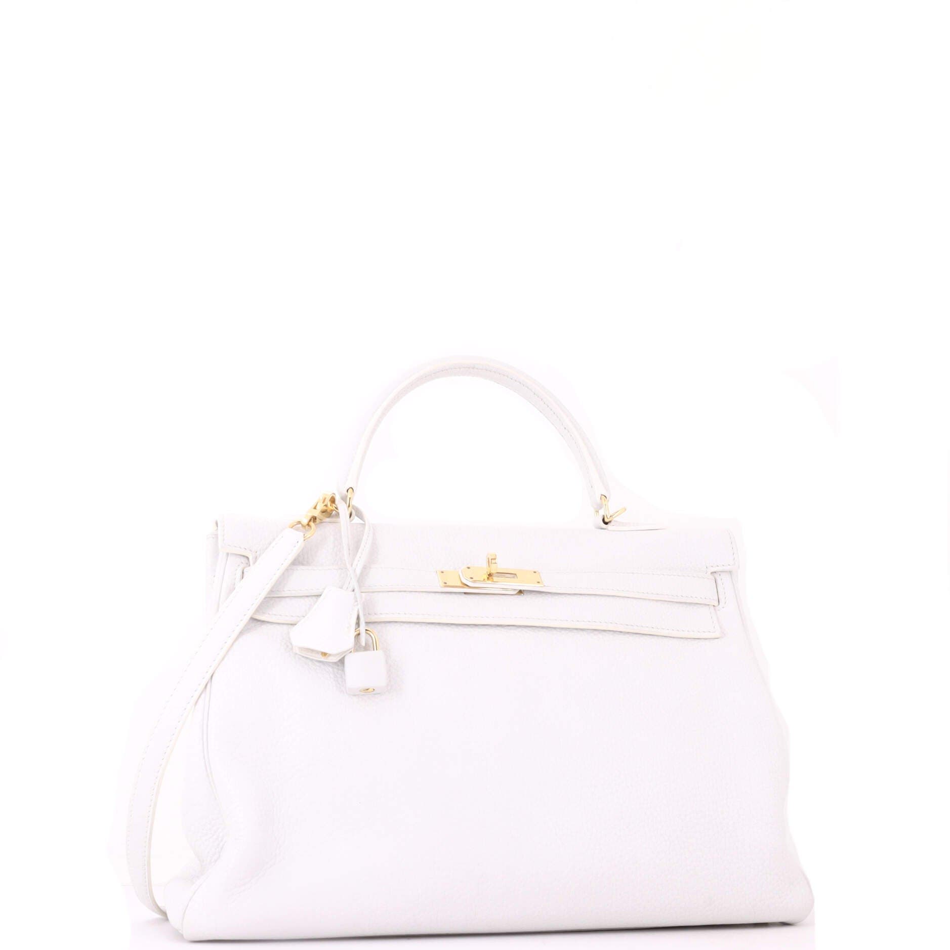 Kelly Handbag White Clemence with Gold Hardware 35, Alternate, color, White