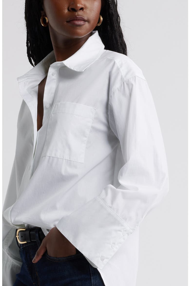 Cotton Poplin Button-Up Shirt, Alternate, color, WHITE
