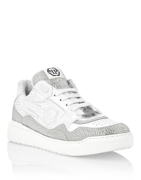 Mix Leather Lo-Top Sneakers Strass Hexagon Men