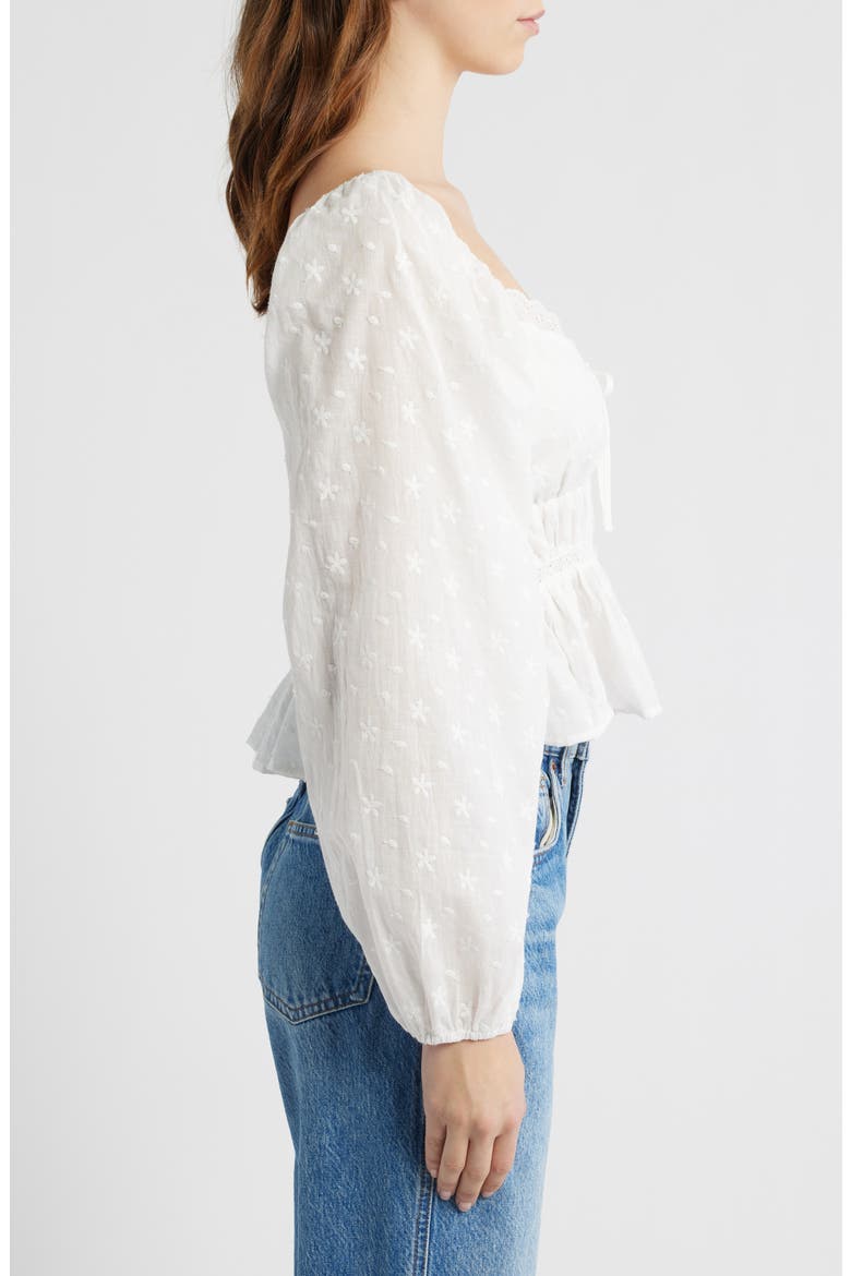 Embroidered Long Sleeve Peplum Top, Alternate, color, WHITE