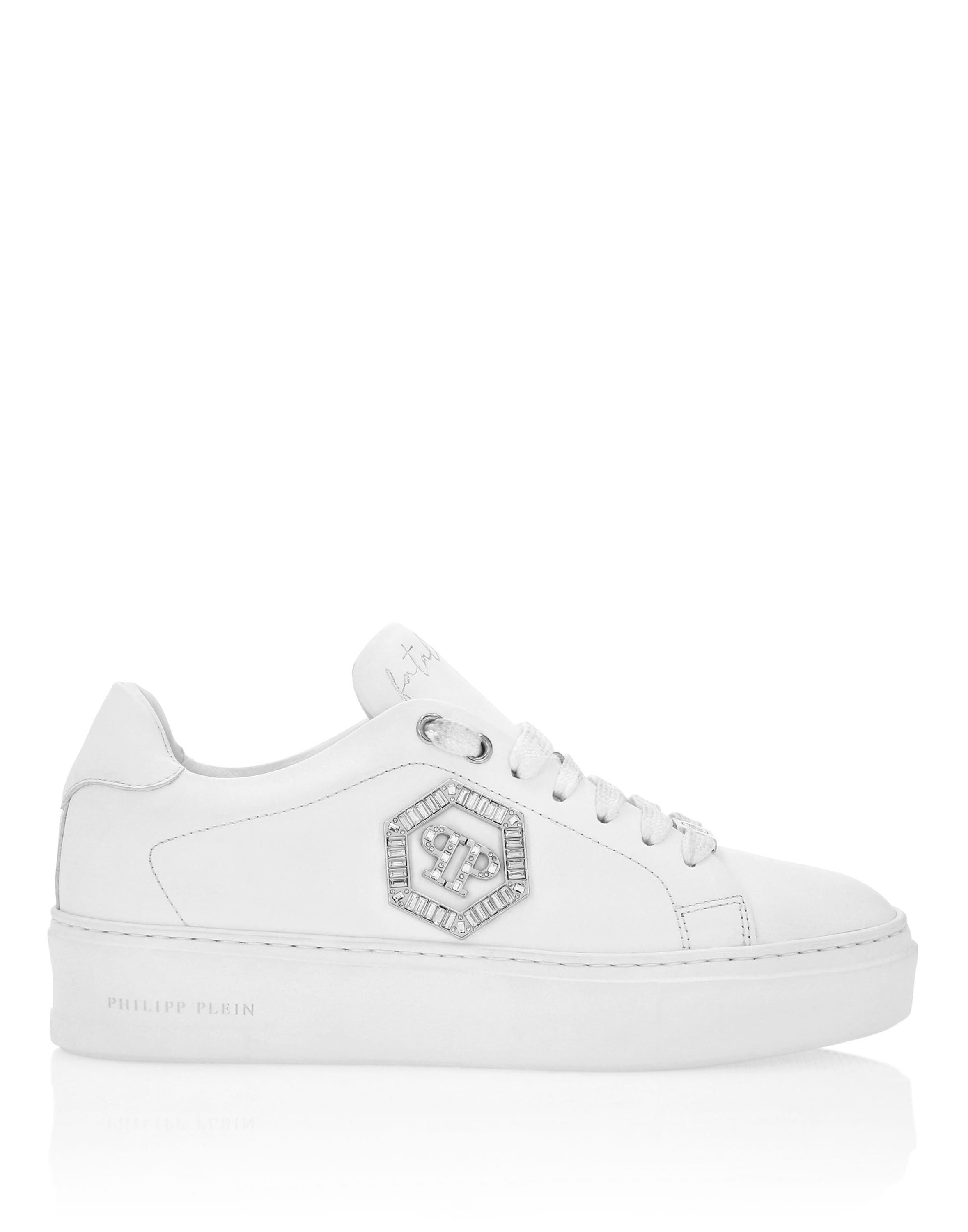 Nappa Leather Low Top Sneakers Crystal Fatale Women, Alternate, color, white