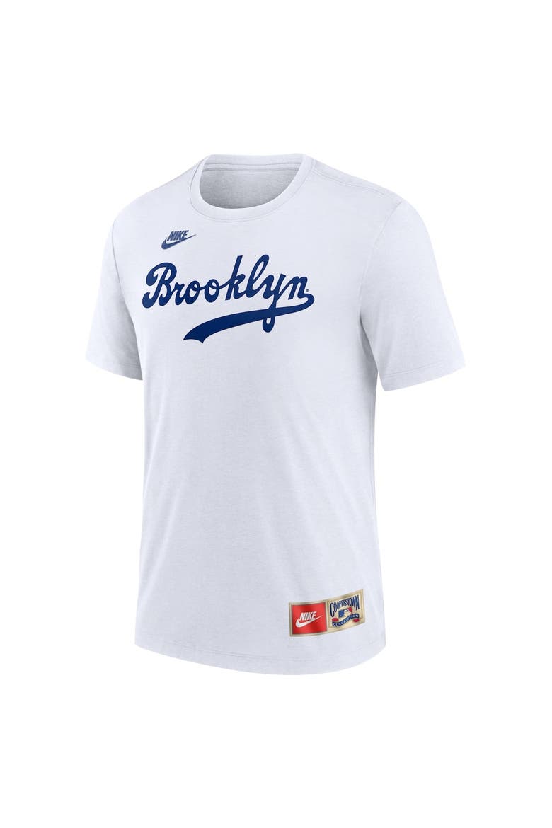 Men's Nike  Jackie Robinson White Brooklyn Dodgers Cooperstown Collection Tri-Blend Name & Number T-Shirt, Alternate, color, White