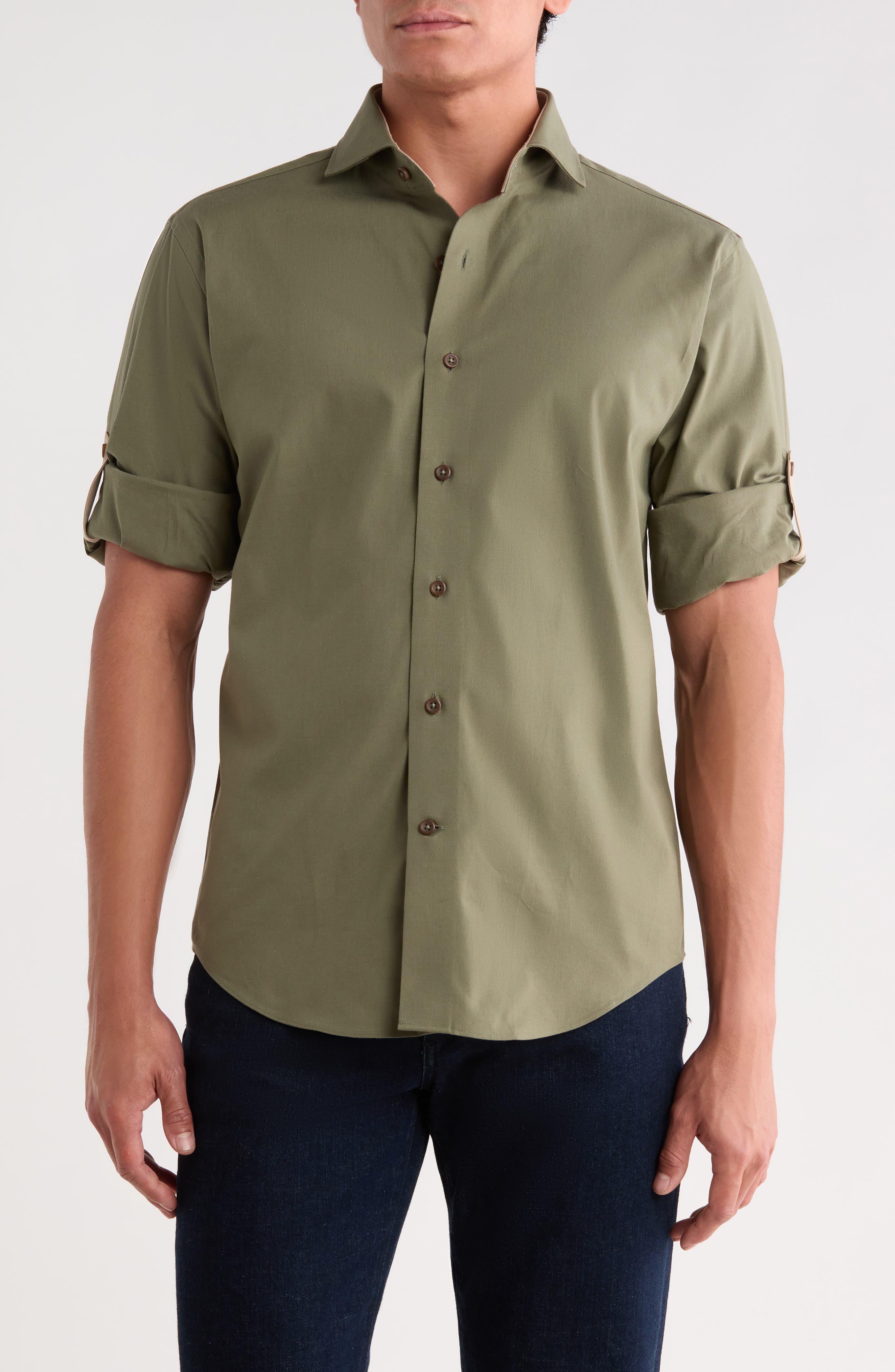 Trim Fit Solid Cotton Shirt