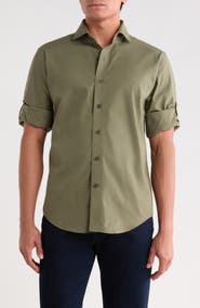 Lorenzo Uomo Trim Fit Solid Cotton Shirt