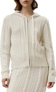 Lilysilk Bela Cable-Knit Wool-Cashmere Blend Hoodie