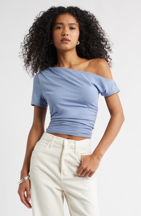 Ruched Off the Shoulder T-Shirt