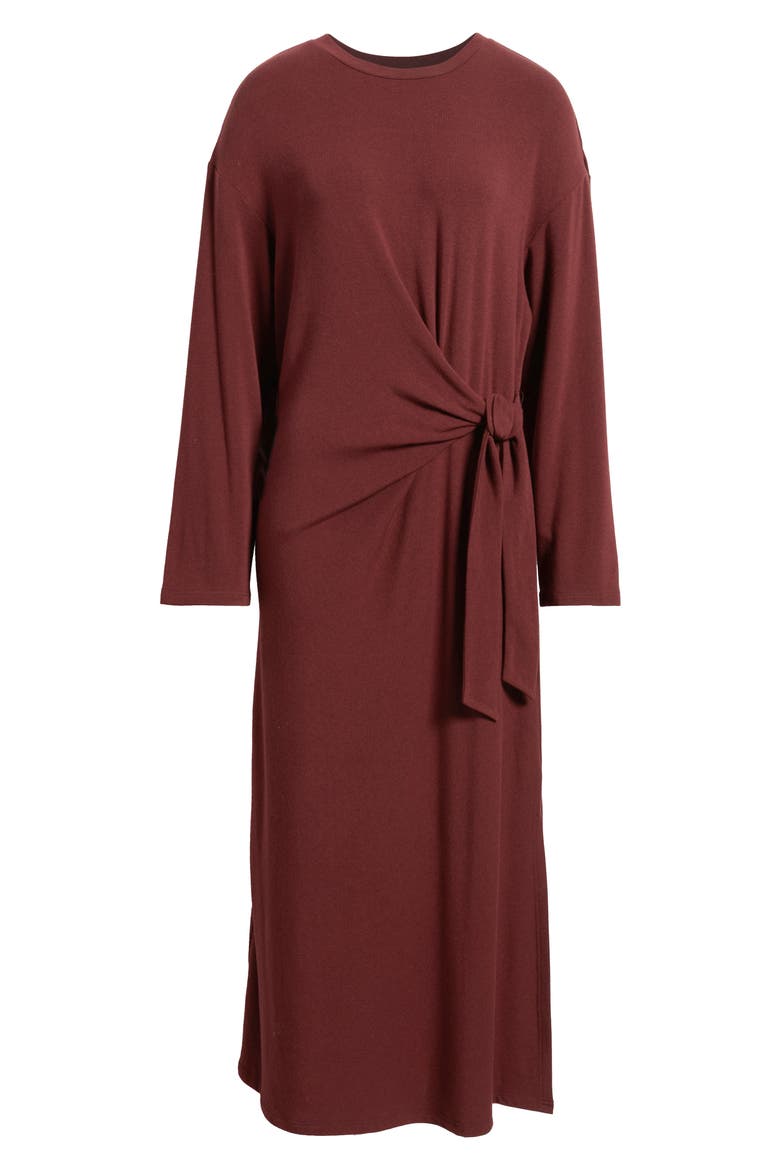 Valeriane Long Sleeve Side Tie Dress, Alternate, color, BORDEAUX