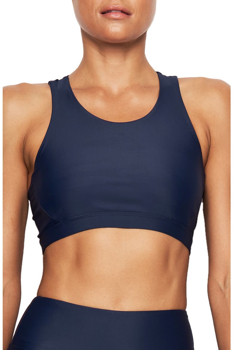 Body Racerback Sports Bra, Main, color, NAVY