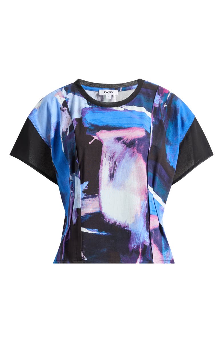 DKNY Chiffon Sleeve Knit Top, Alternate, color, Blue Brush