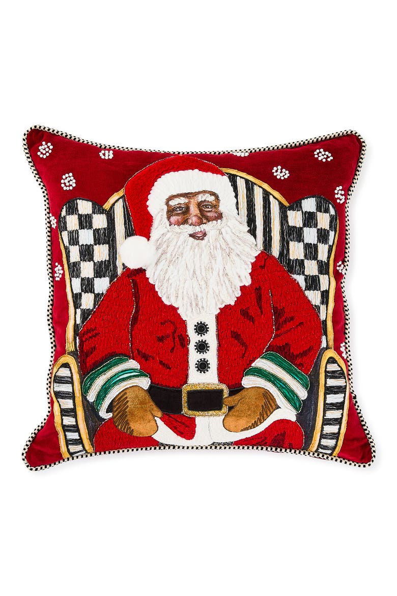 Christmas Santa Accent Throw Pillow, Main, color, RED