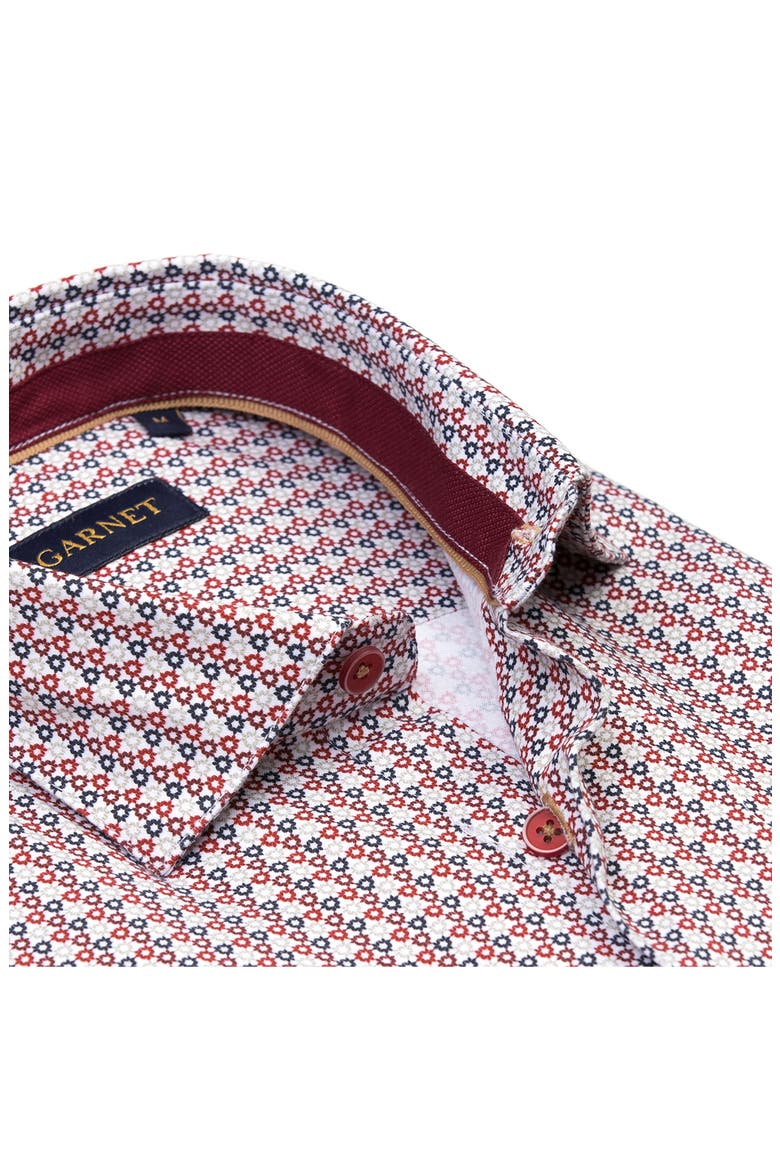 Geometric Stretch Button-Down Shirt, Alternate, color, BURGUNDY