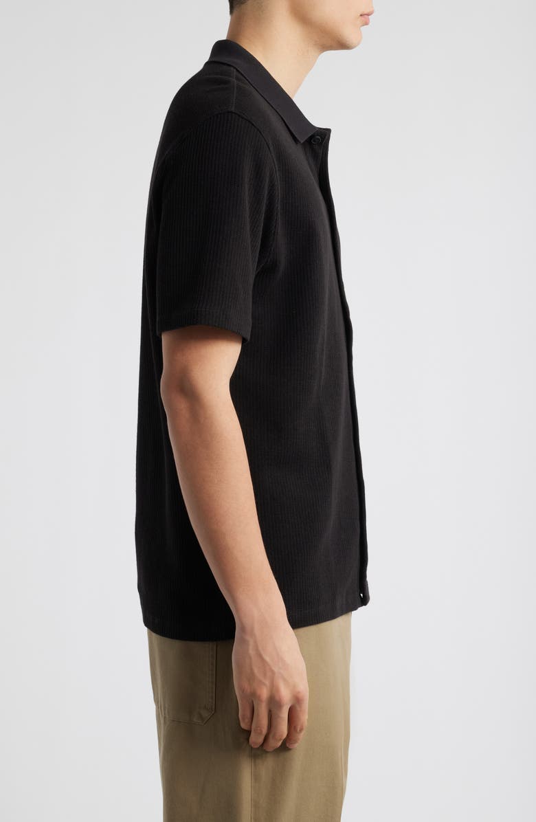 Vince Textured Double Knit Short Sleeve Button-Up Shirt, Alternate, color, Black