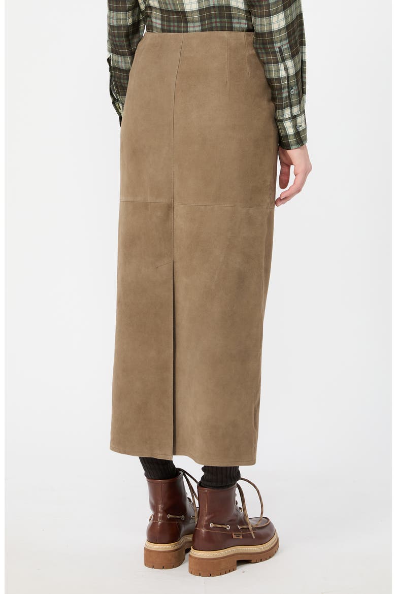 Leather Midi Skirt, Alternate, color, KAKI