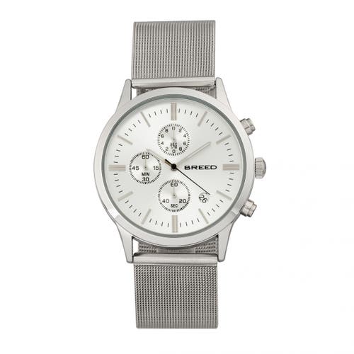 BREED Espinosa Chronograph Mesh-Bracelet Watch w/ Date in Silver at Nordstrom
