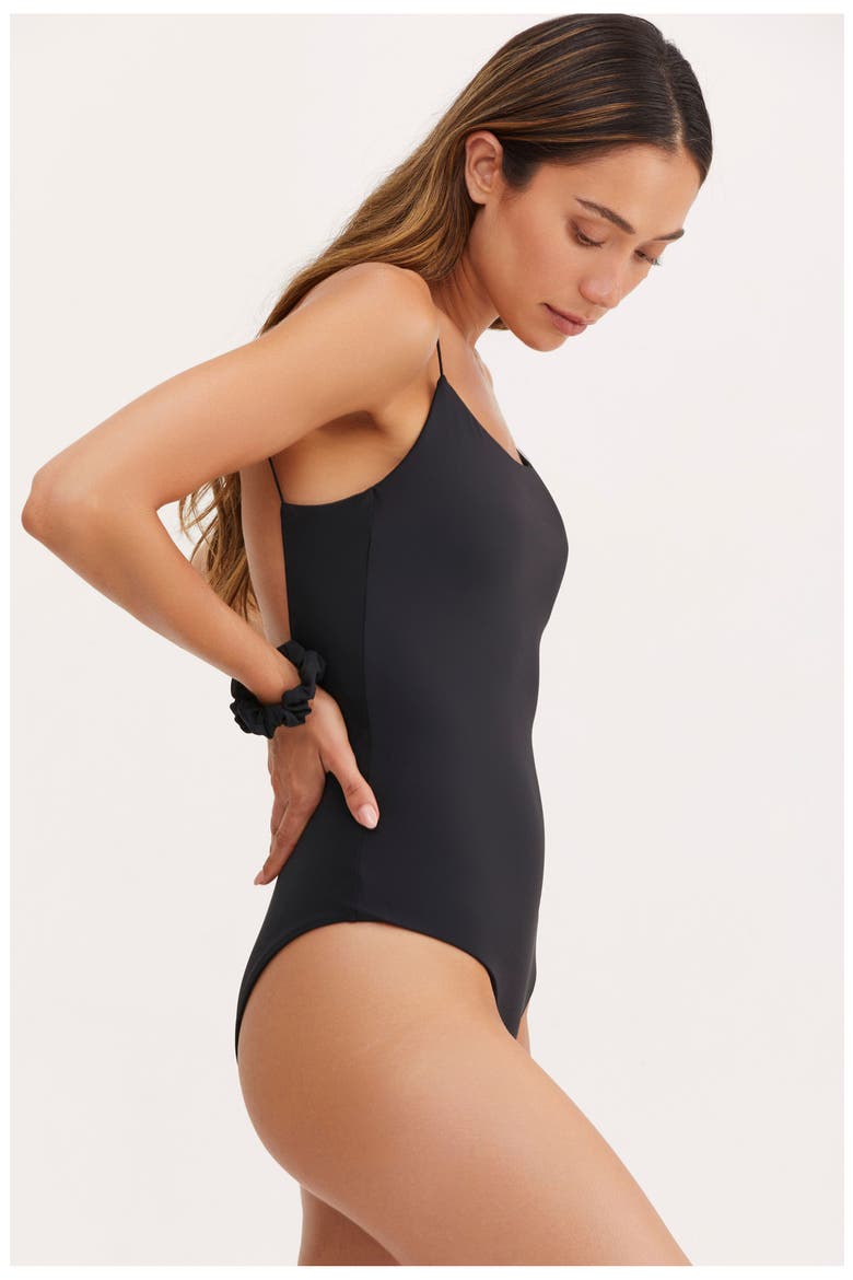 Cloe Square Neck Open U-Back One Piece, Alternate, color, Black