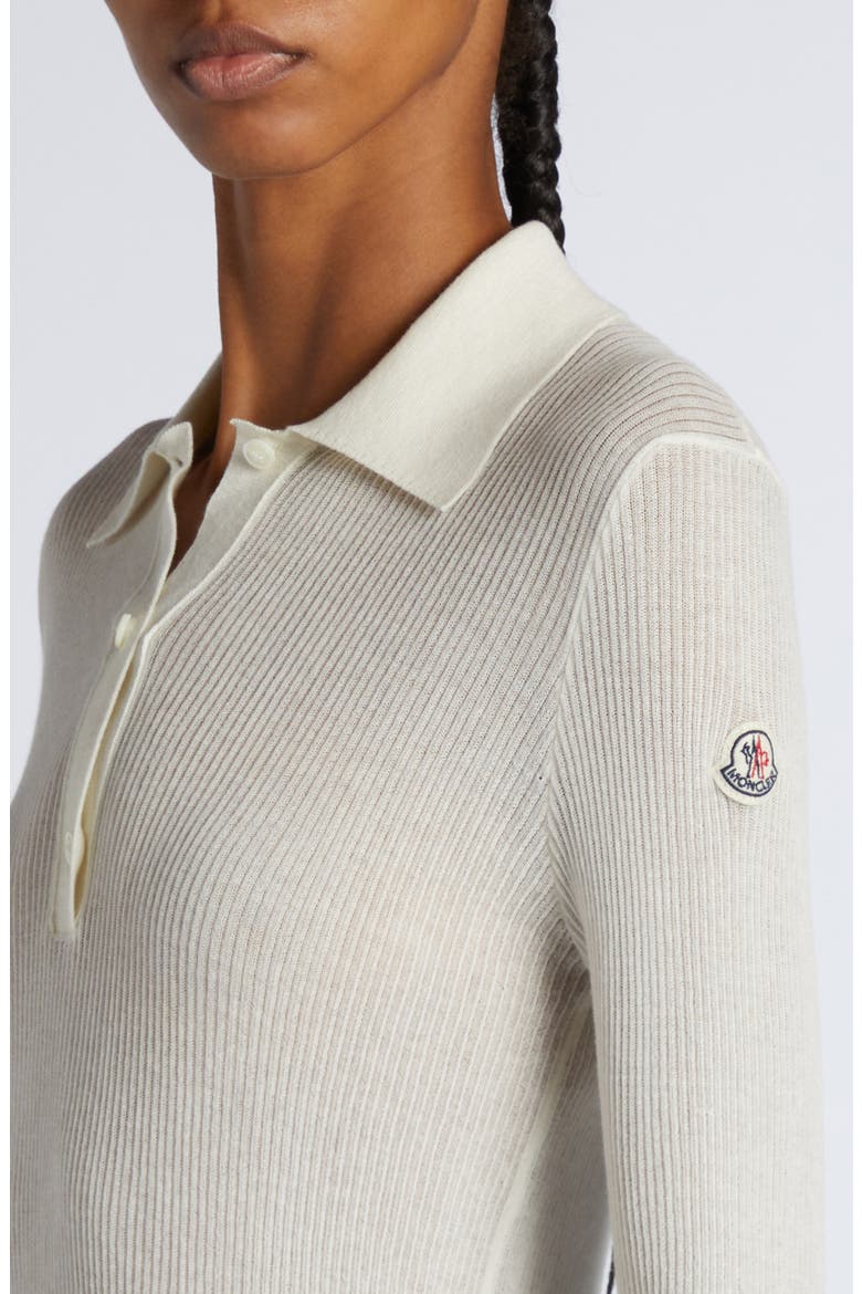 Long Sleeve Rib Polo Sweater, Alternate, color, WHITE