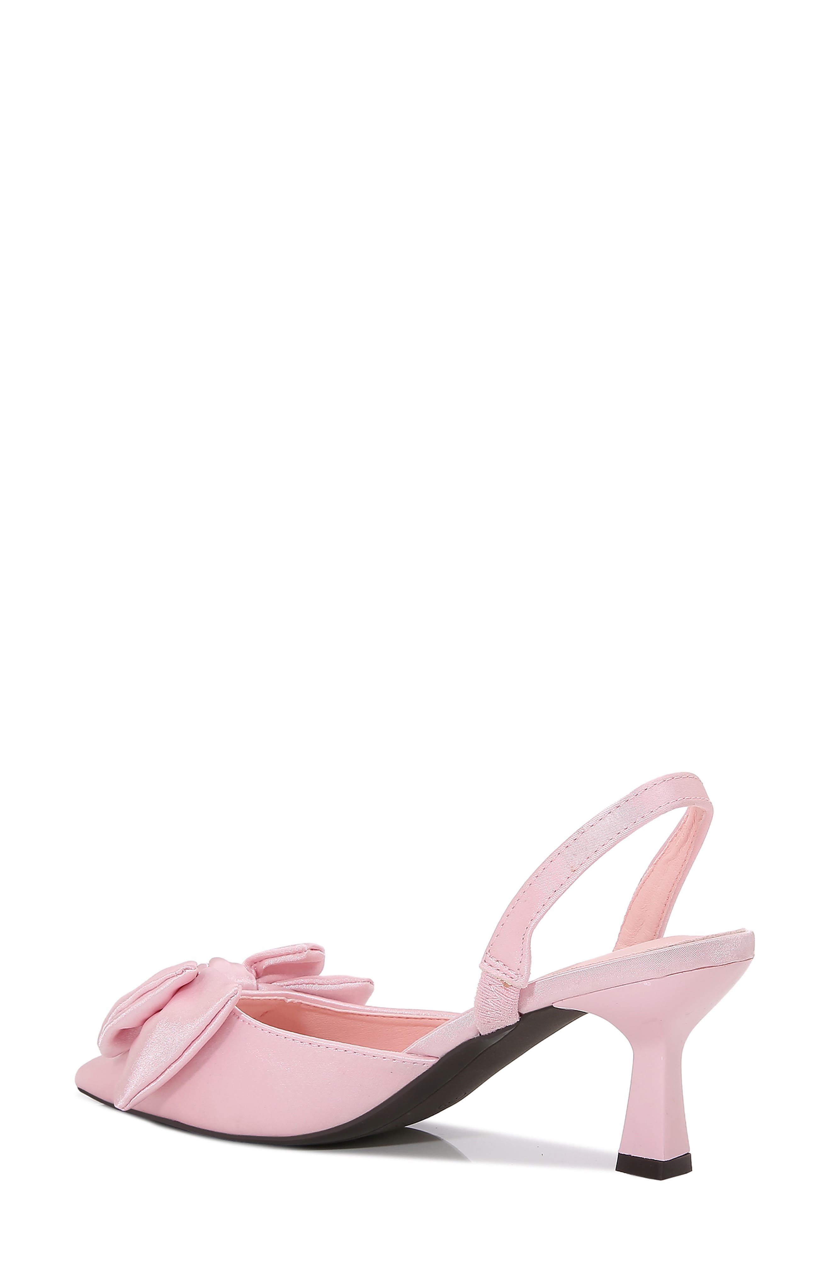 Michaela Bow Kitten Heel Pointed Toe Slingback Pump, Alternate, color, PINK