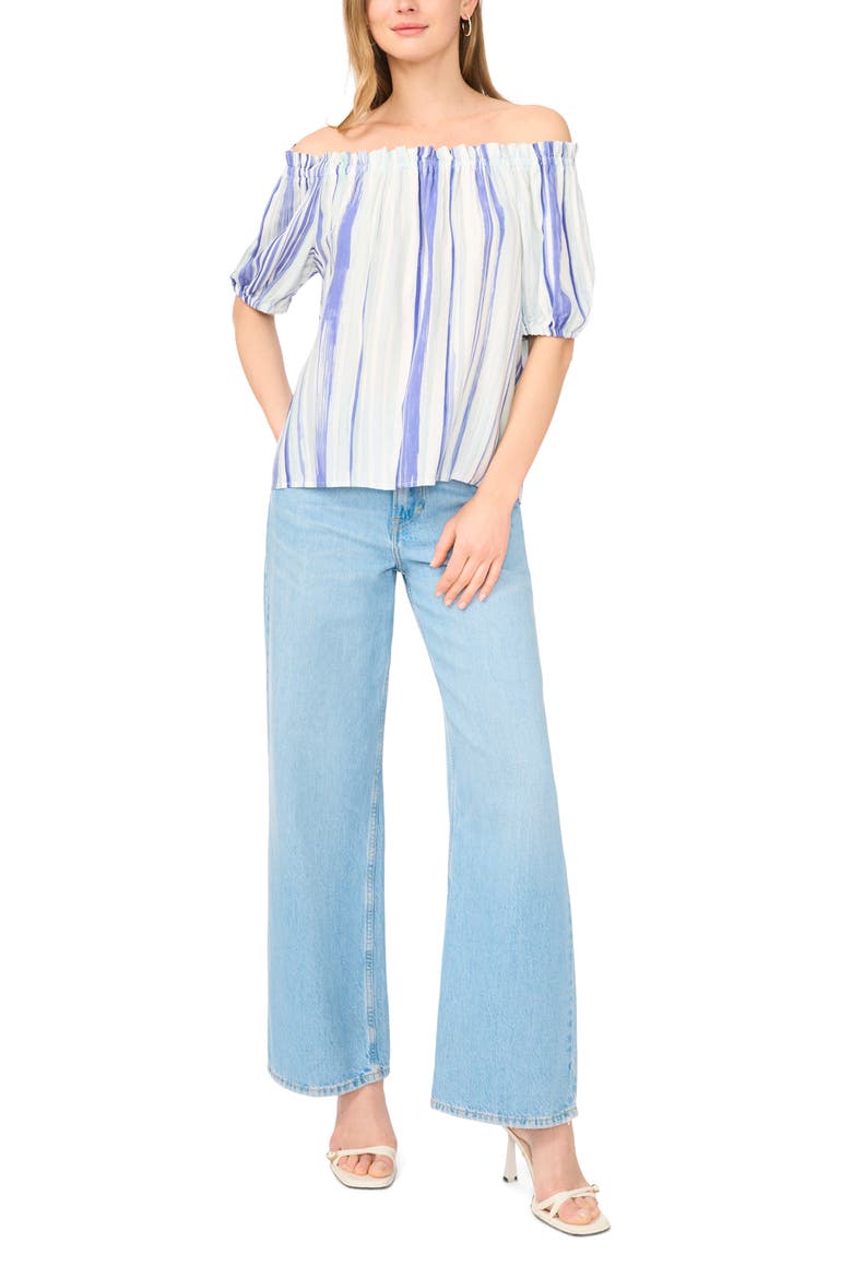 Off the Shoulder Balloon Sleeve Top, Alternate, color, ICE LAGOON