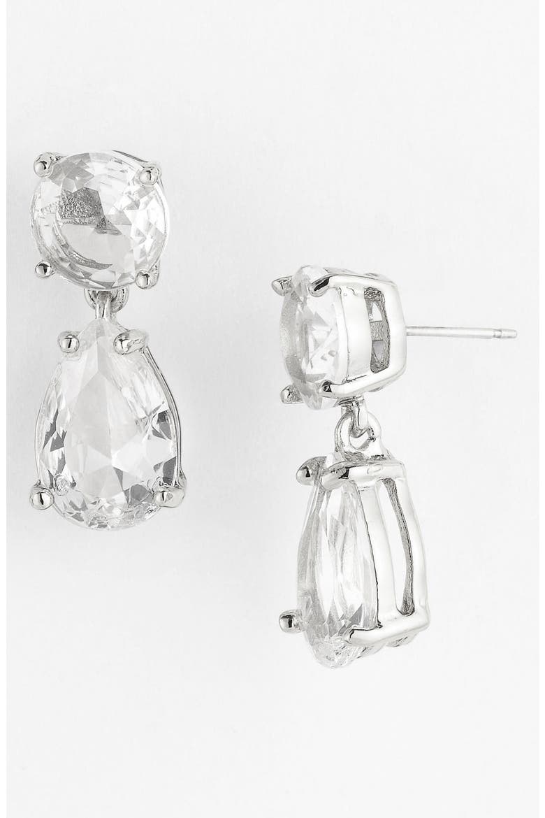 drop earrings, Main, color, CLEAR/ SILVER