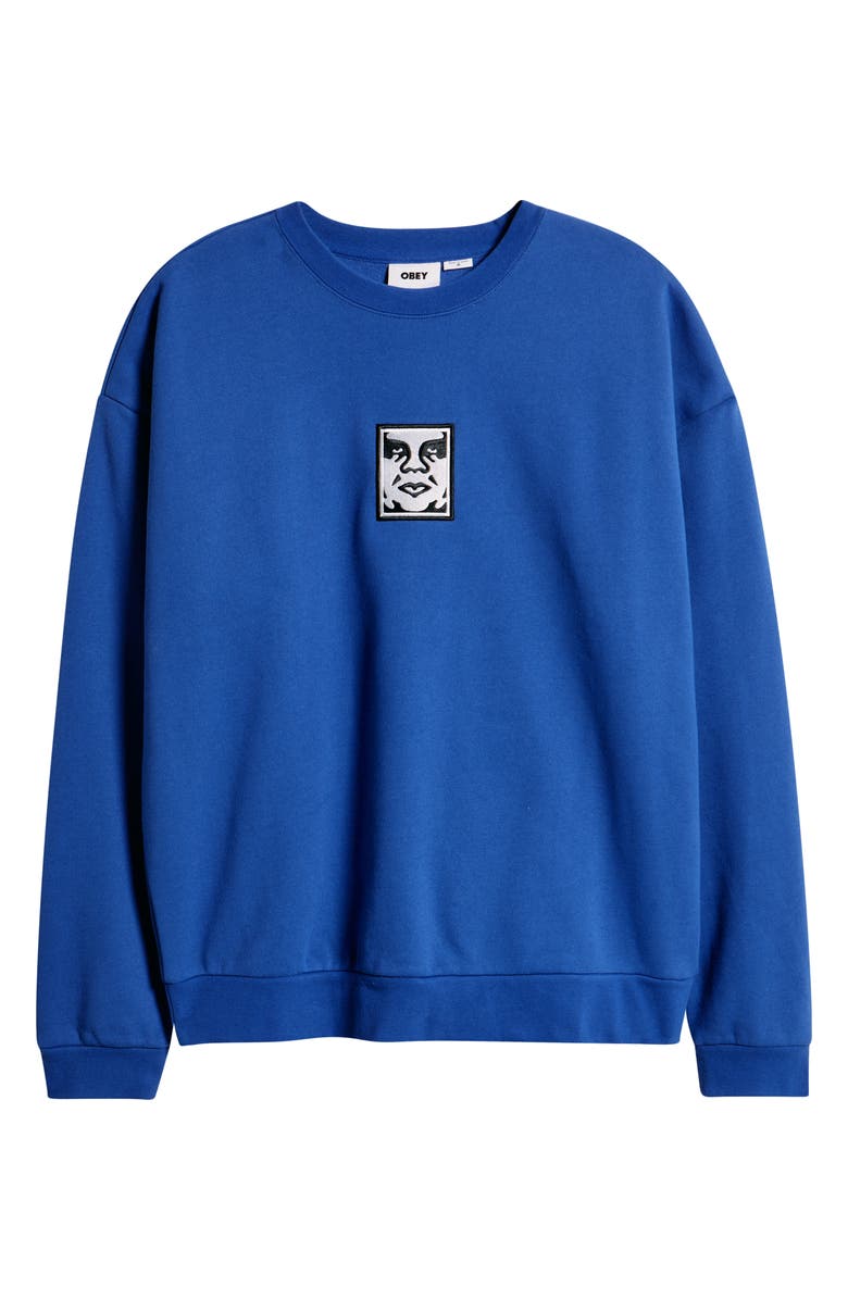 Obey Icon Extra Heavy Crewneck Sweatshirt, Alternate, color, Dazzling Blue