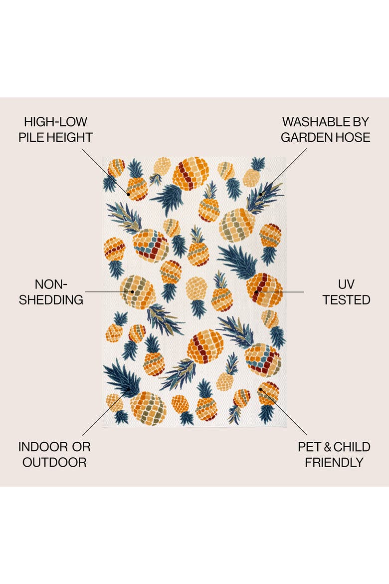 Ananas Bold Pineapple High-Low Indoor/Outdoor Area Rug, Alternate, color, Orange/Navy