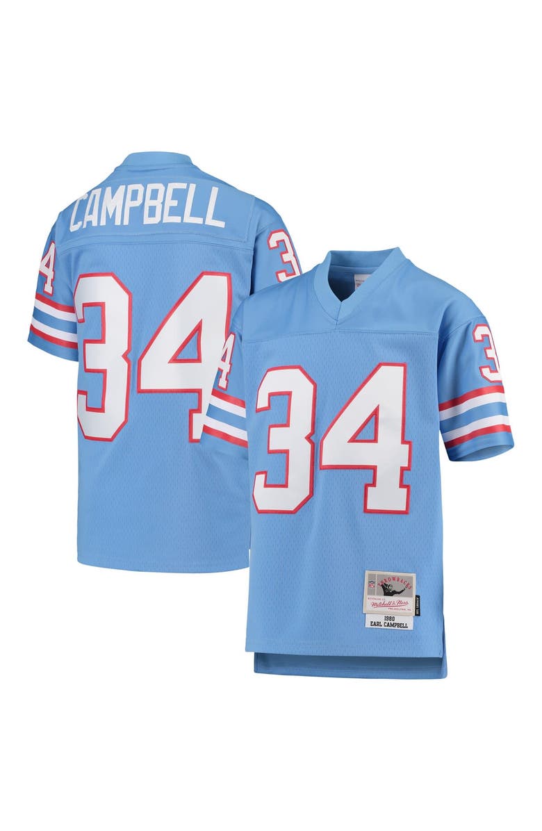 Mitchell & Ness Youth Mitchell & Ness Earl Campbell Light Blue Houston Oilers 1980 Gridiron Classic Legacy Retired Player Jersey, Main, color, Light Blue