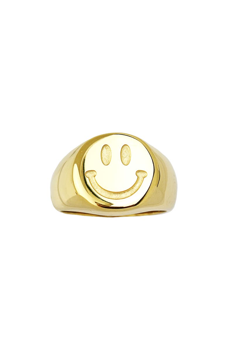 REBL Smiley Face Signet Ring, Alternate, color, Gold