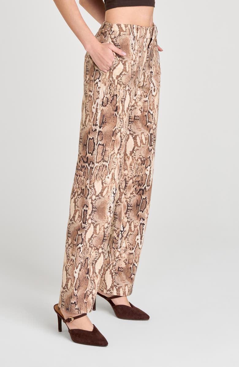 WAYF Savanna Snakeskin Print Straight Leg Pants, Alternate, color, Brown Snake