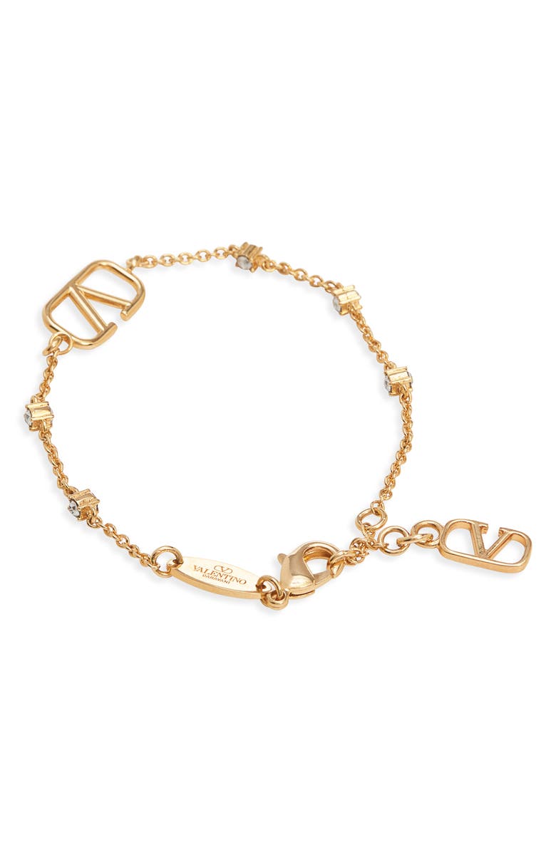Valentino VLOGO Signature Swarovski Crystal Bracelet, Alternate, color, Oro Crystal Gold Shade