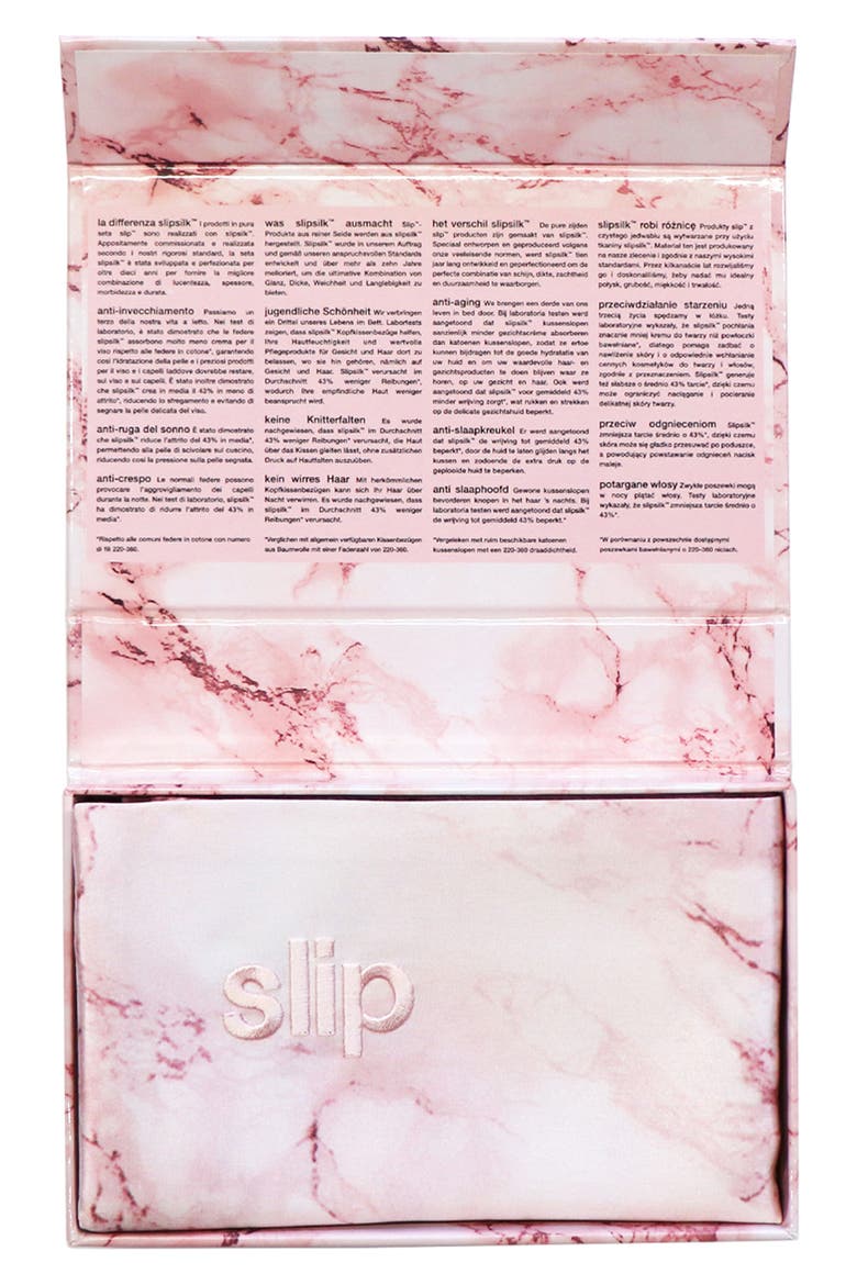 Pink Marble Pure Silk Pillowcase, Alternate, color, NO COLOR